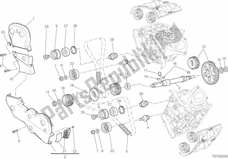 Todas as partes de Distribuzione do Ducati Hypermotard Hyperstrada USA 821 2015